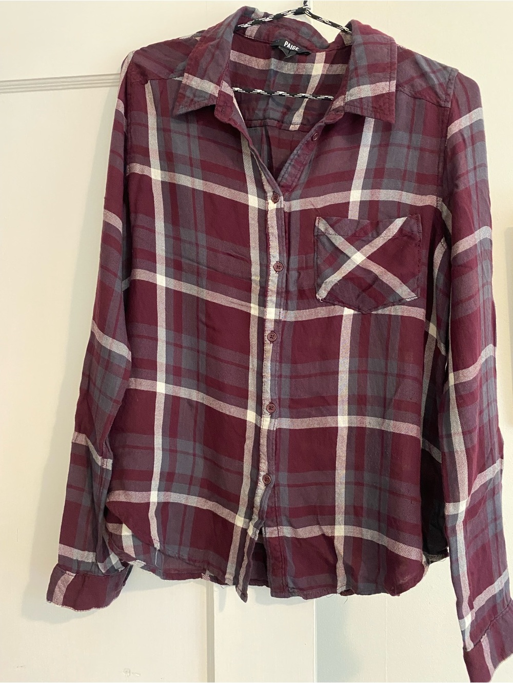 Paige purple Plaid Button Down Shirt Size Medium | Soft Lightweight Flannel